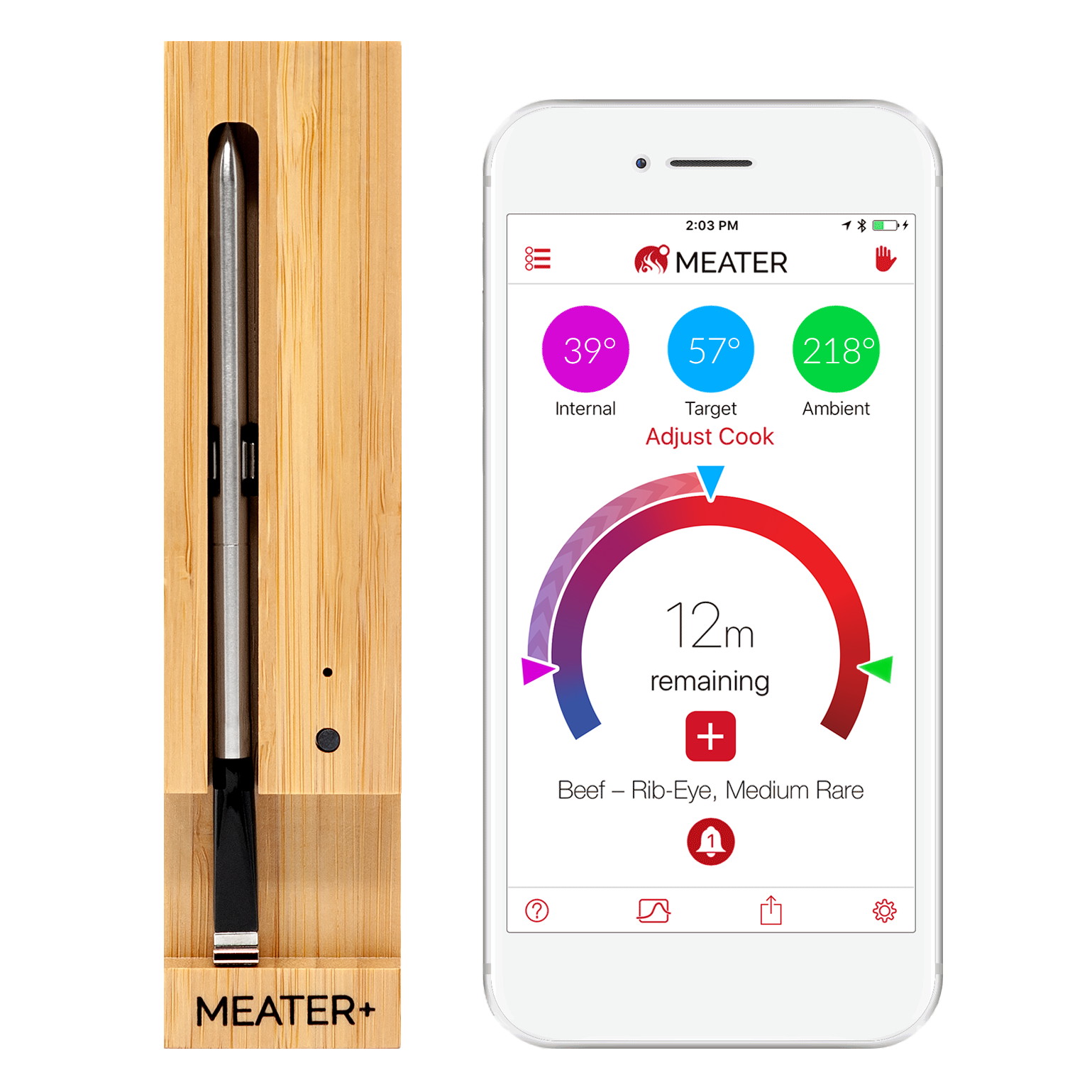 MEATER+ Smart Wireless Meat Thermometer with Internal and Ambient Sensors for Consistent Results Extended Bluetooth Range Edition - Amazon Alexa Compatible
