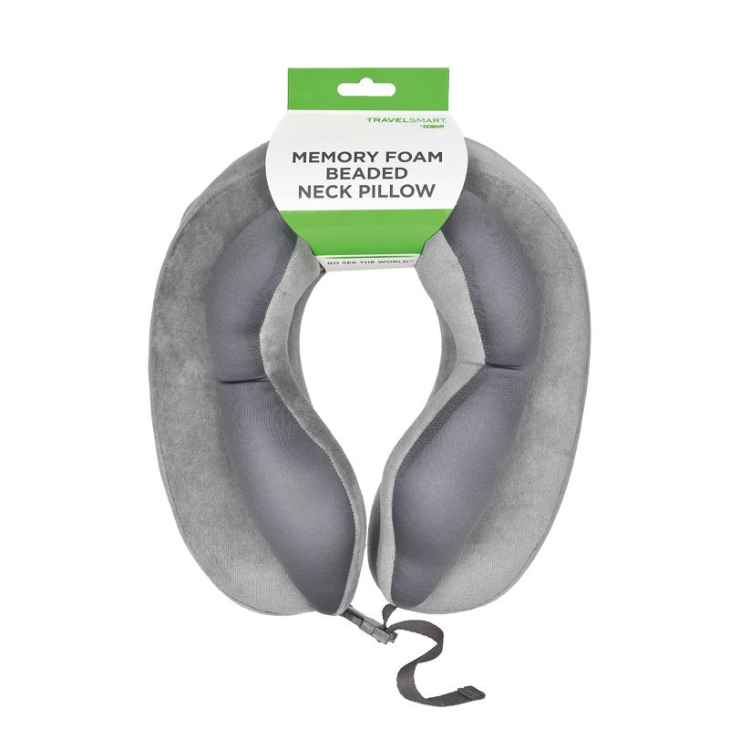 Travel Smart by Conair Memory Foam and Soft Beaded Neck Pillow - Gray