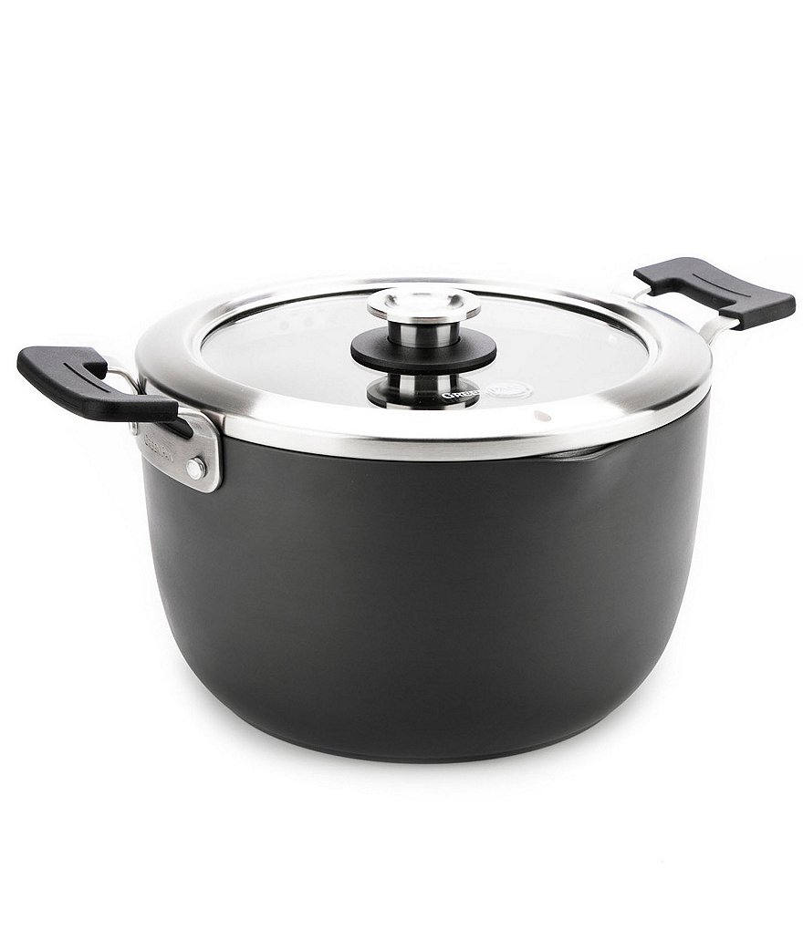 GreenPan Levels Hard Anodized Stackable Ceramic Nonstick Stockpot with Straining Lid, 6-Quart