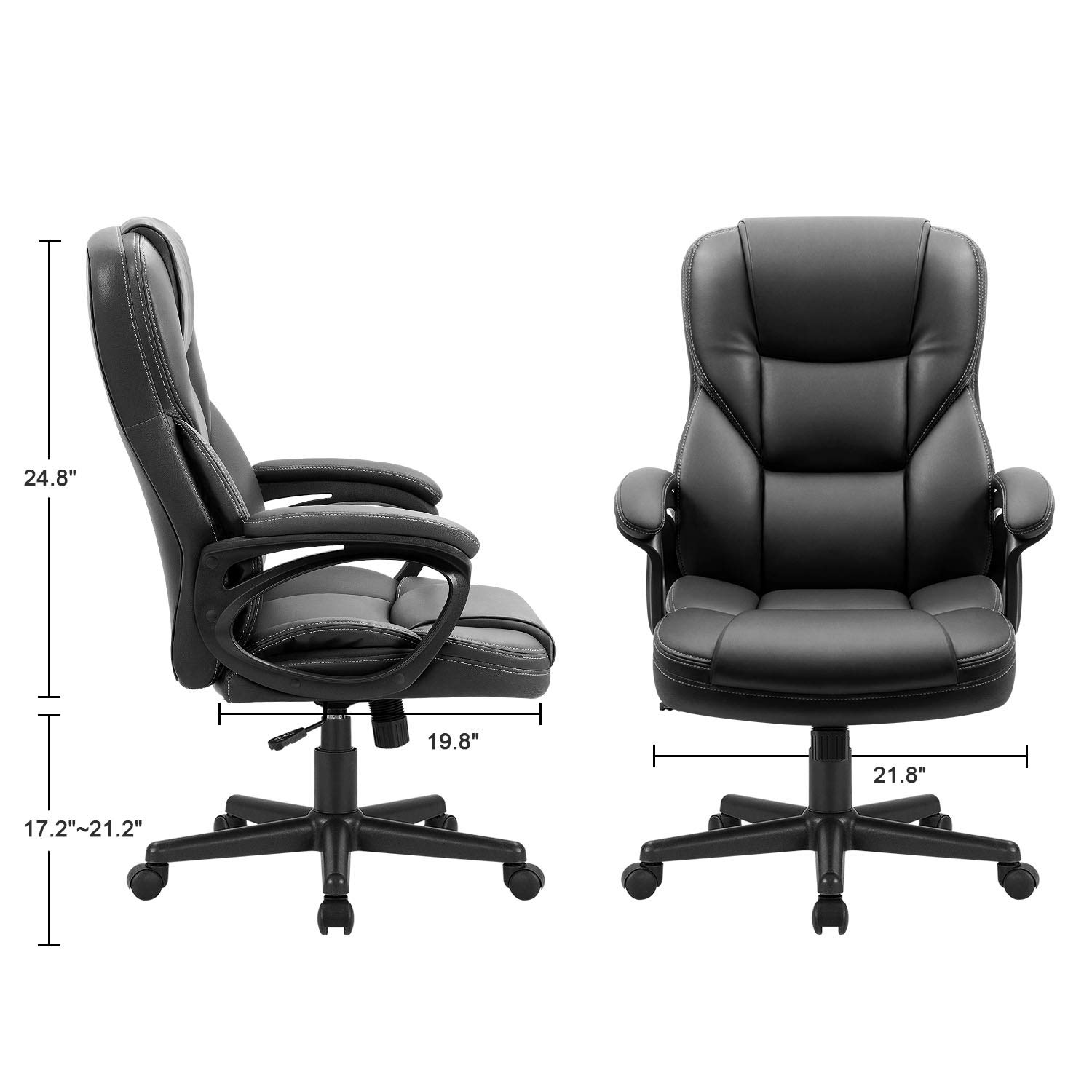 Furmax Office Exectuive Chair High Back Adjustable Managerial Home Desk Chair, Swivel Computer PU Leather Chair with Lumbar Support (Black)