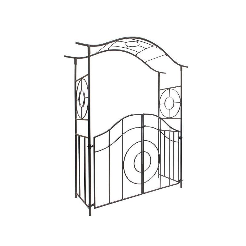84" Iron Tuscany Garden Arbor with Gate Graphite Powder Coated Finish - Achla Designs