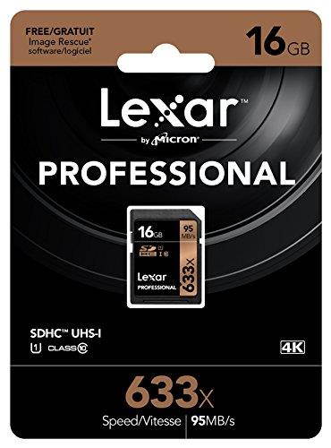 Lexar Professional 633x 16GB Secure Digital High-Capacity (SDHC) Flash Card w/ Image Rescue 5 Software Model LSD16GCBNL633