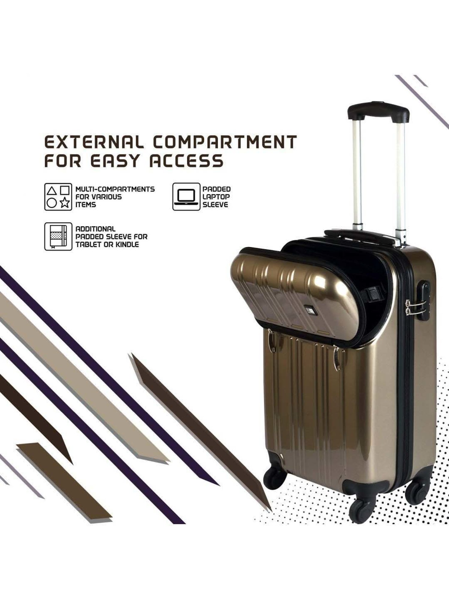 Nasher Miles New York ABS 56 Cms Bronze Hard Sided Suitcase & Trolley Bag