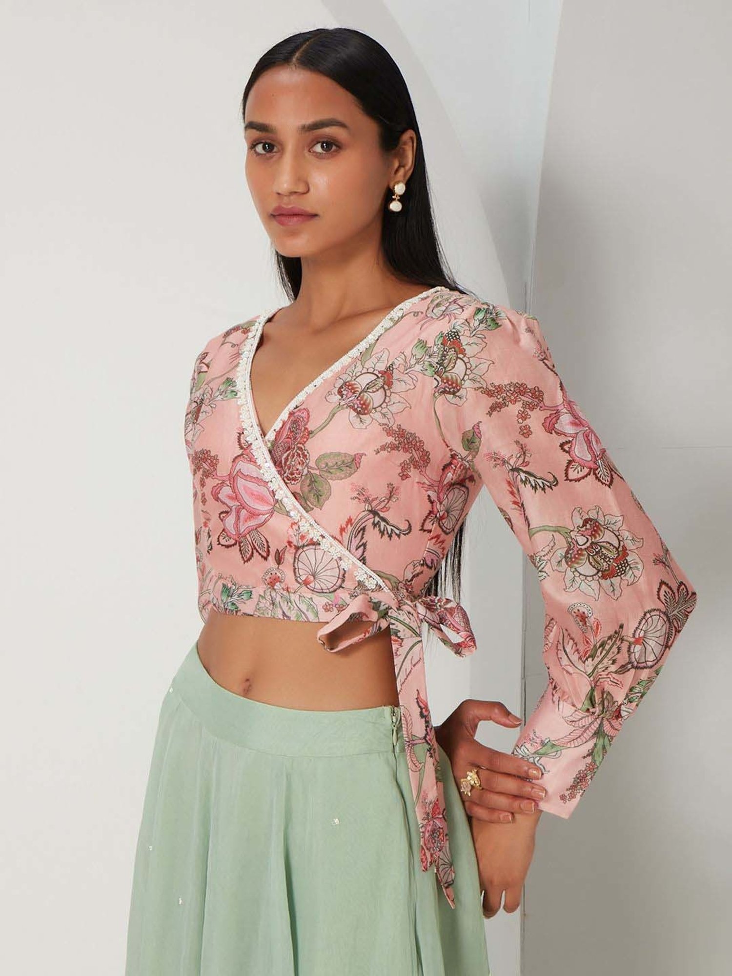 Ancestry Rose Pink Floral Print Crop Top