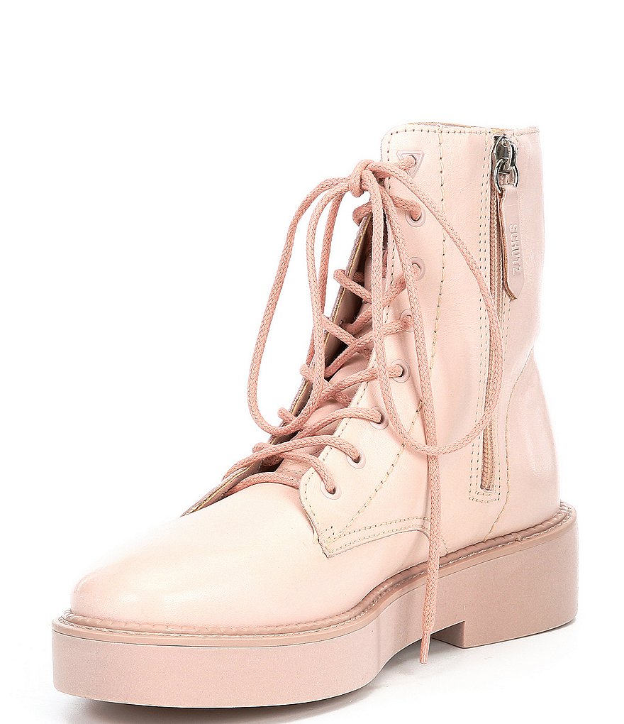 Schutz Mckenzie Leather Platform Lace-Up Combat Booties