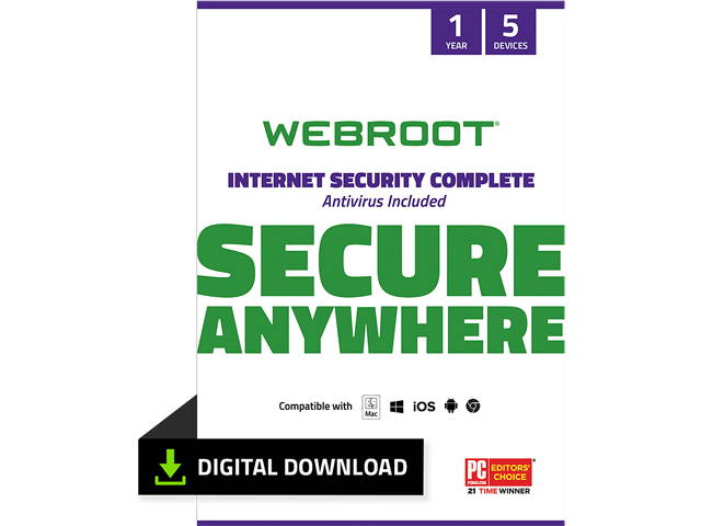 Webroot AntiVirus - 3 Devices 1 Year Subscription - Download