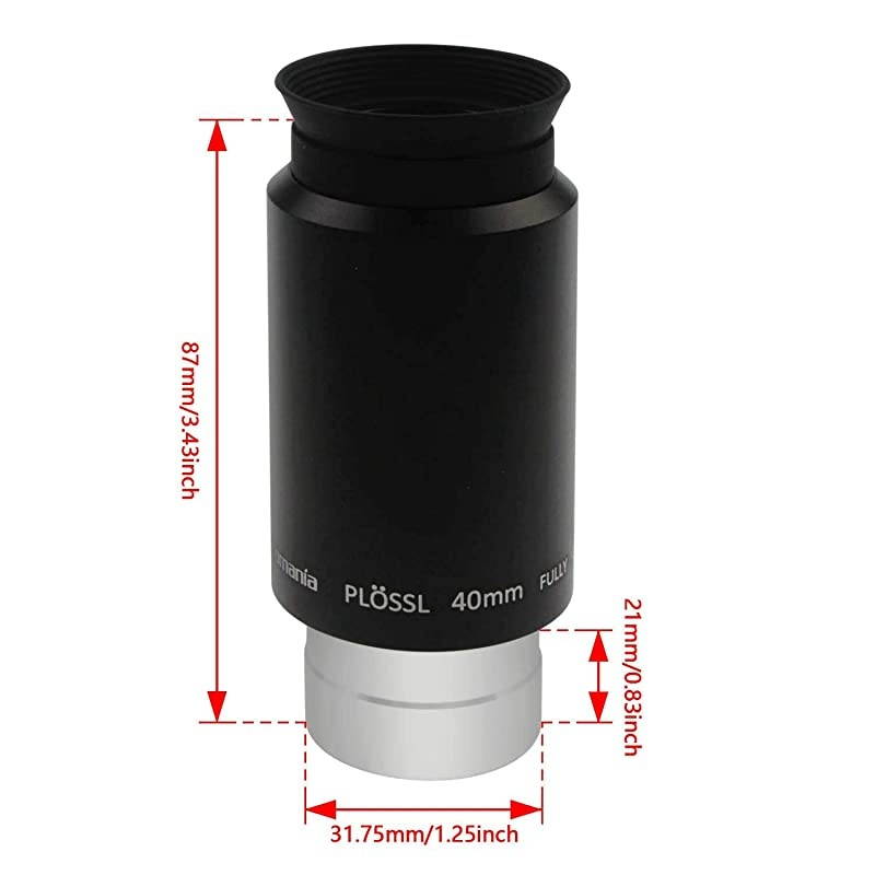 125 40mm Plossl Telescope Eyepiece 4Element Plossl Design Threaded for Standard 125inch Astronomy Filters