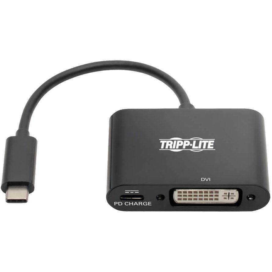 Tripp Lite USB C to DVI Adapter Converter w/ PD Charging 1080p Black USB Type C