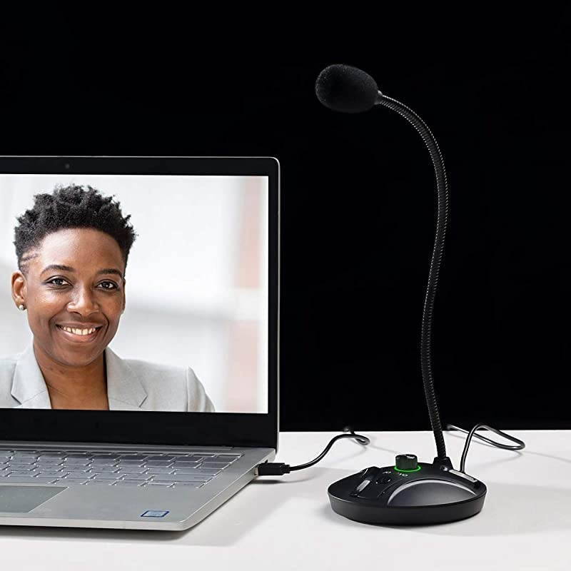 Computer Microphone JV605 PRO with Mute Button Volume Knob Compatible with PC Laptop Desktop Mac PS4 Play Plug Gooseneck Mic Recording for Gaming Streaming YouTube Vocal Dictation