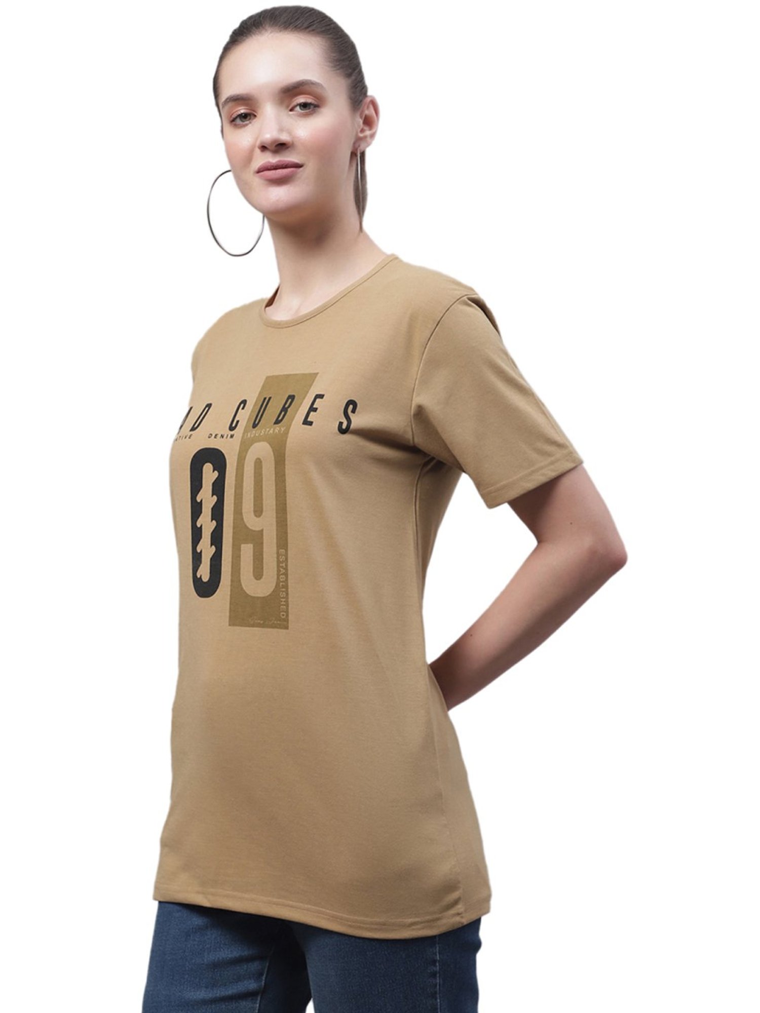 Vimal Jonney Beige & Grey Cotton Printed T-Shirt - Pack Of 2