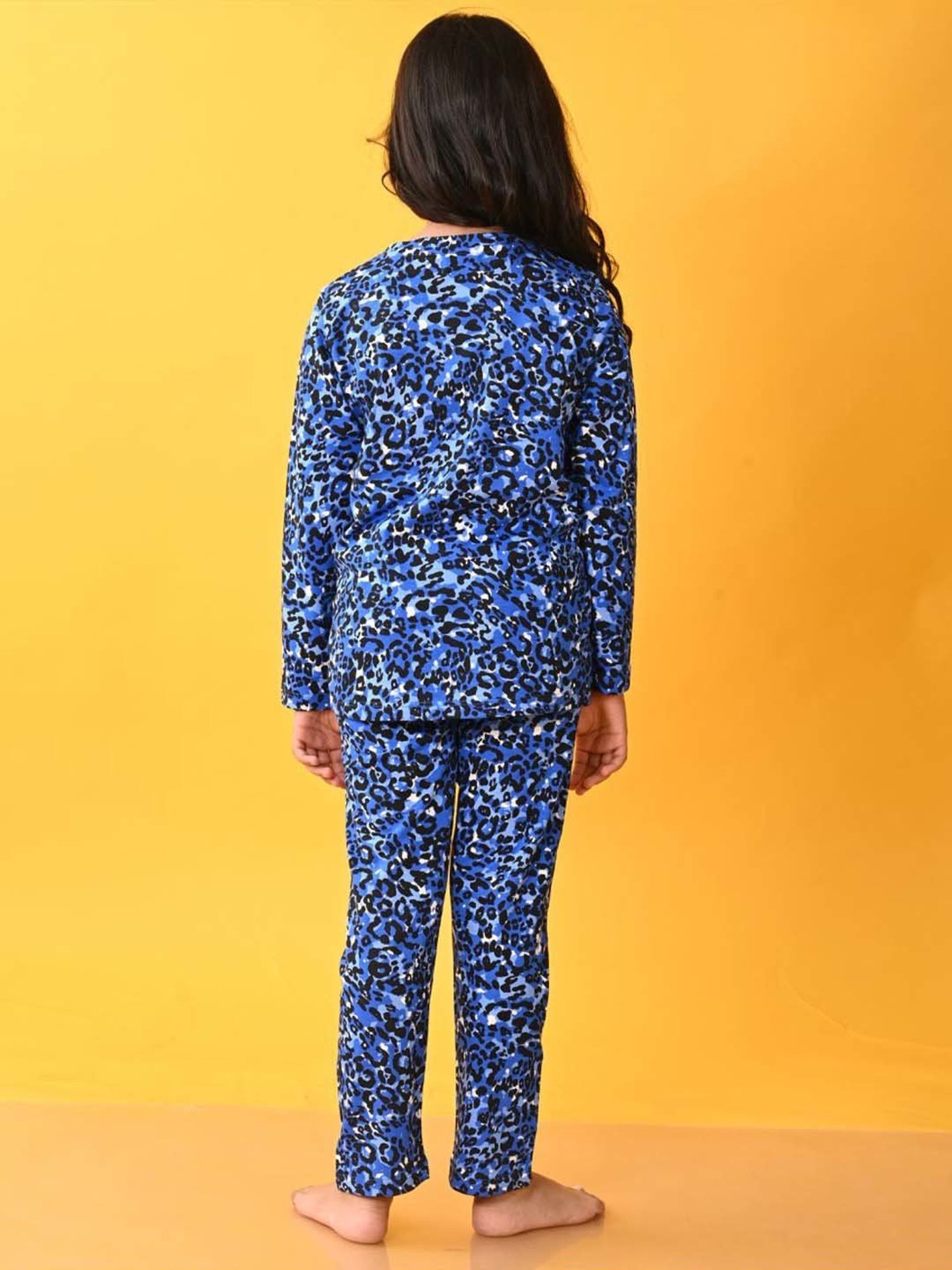 Anthrilo Kids Blue Cotton Printed Full Sleeves T-Shirt & Trouser