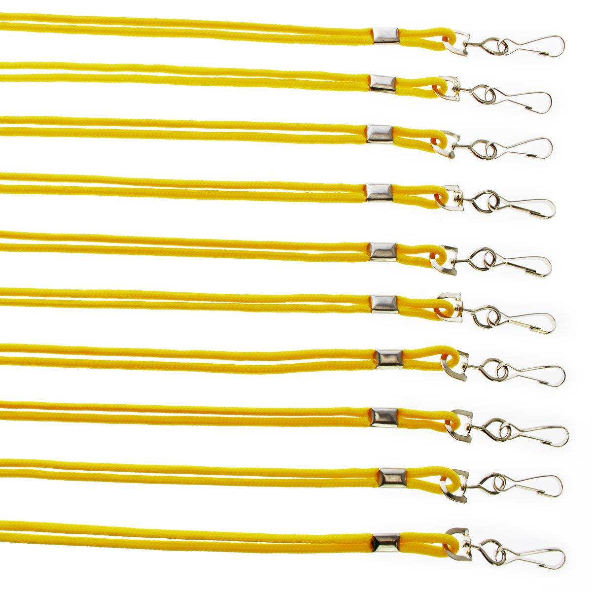 25 Pack - Premium Round ID Badge Neck Lanyards for Card Holders and Name Tags - 36 in Non-Breakaway Heavy Duty Cord & Secure Metal Swivel J Hook Clip by Specialist ID (Yellow)