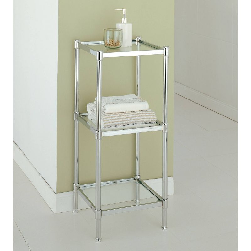 Three Tier Glass Tower Clear/Silver - Neu Home