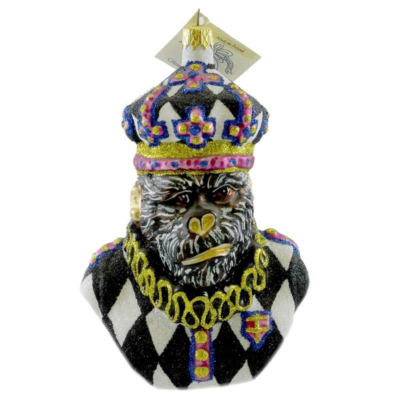 Larry Fraga Harlequin King Kong Ornament Monkey Ape Mardi Gras  -  Tree Ornaments