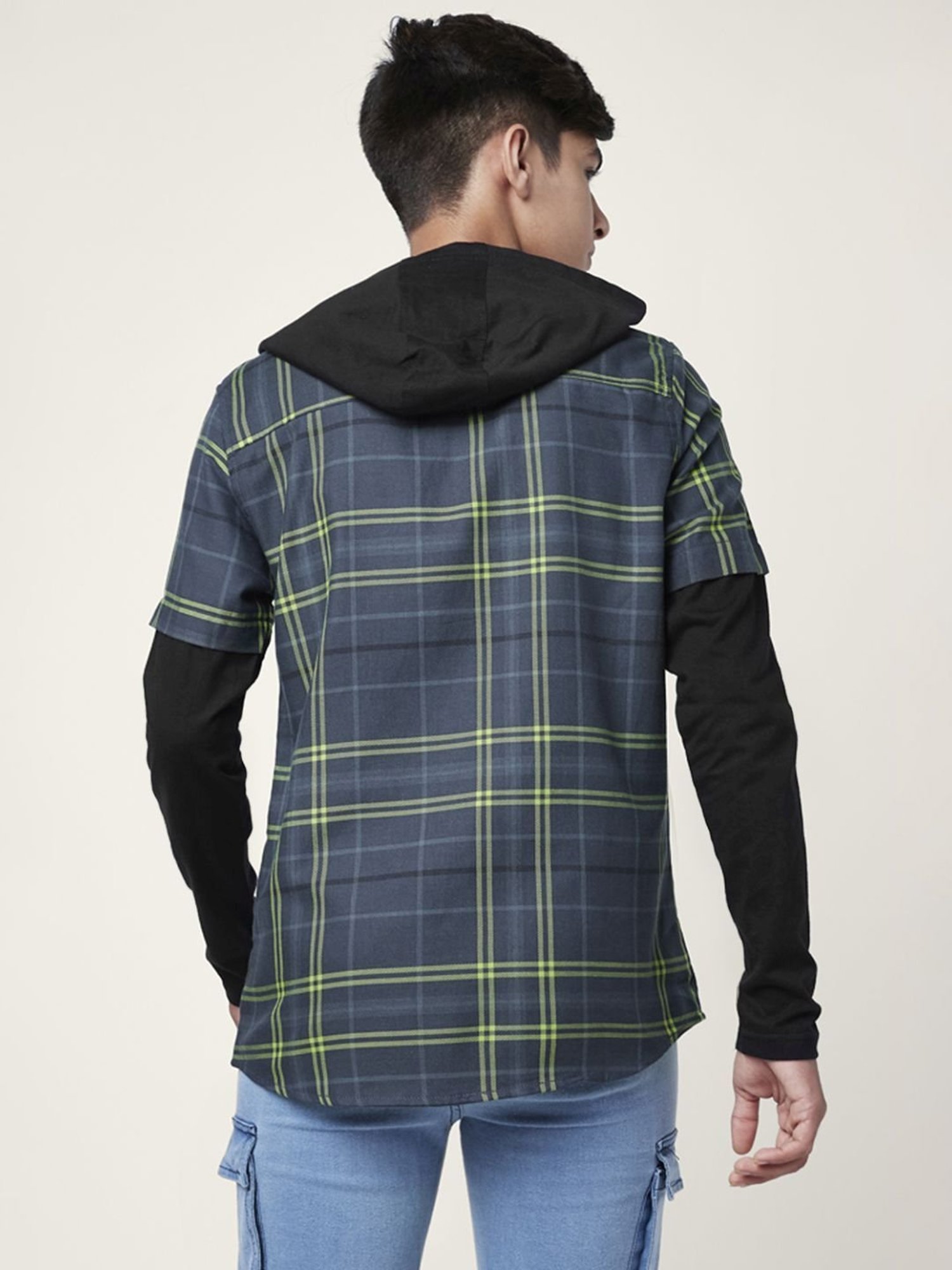 Coolsters by Pantaloons Kids Blue & Green Cotton Chequered Full Sleeves Shirt