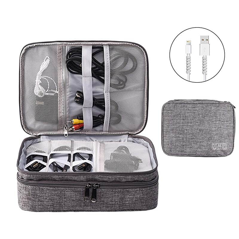 Electronics Organizer  Electronic Accessories Bag Travel Cable Organizer ThreeLayer for iPad Mini Kindle Hard Drives Cables Chargers ThreeLayerGrey