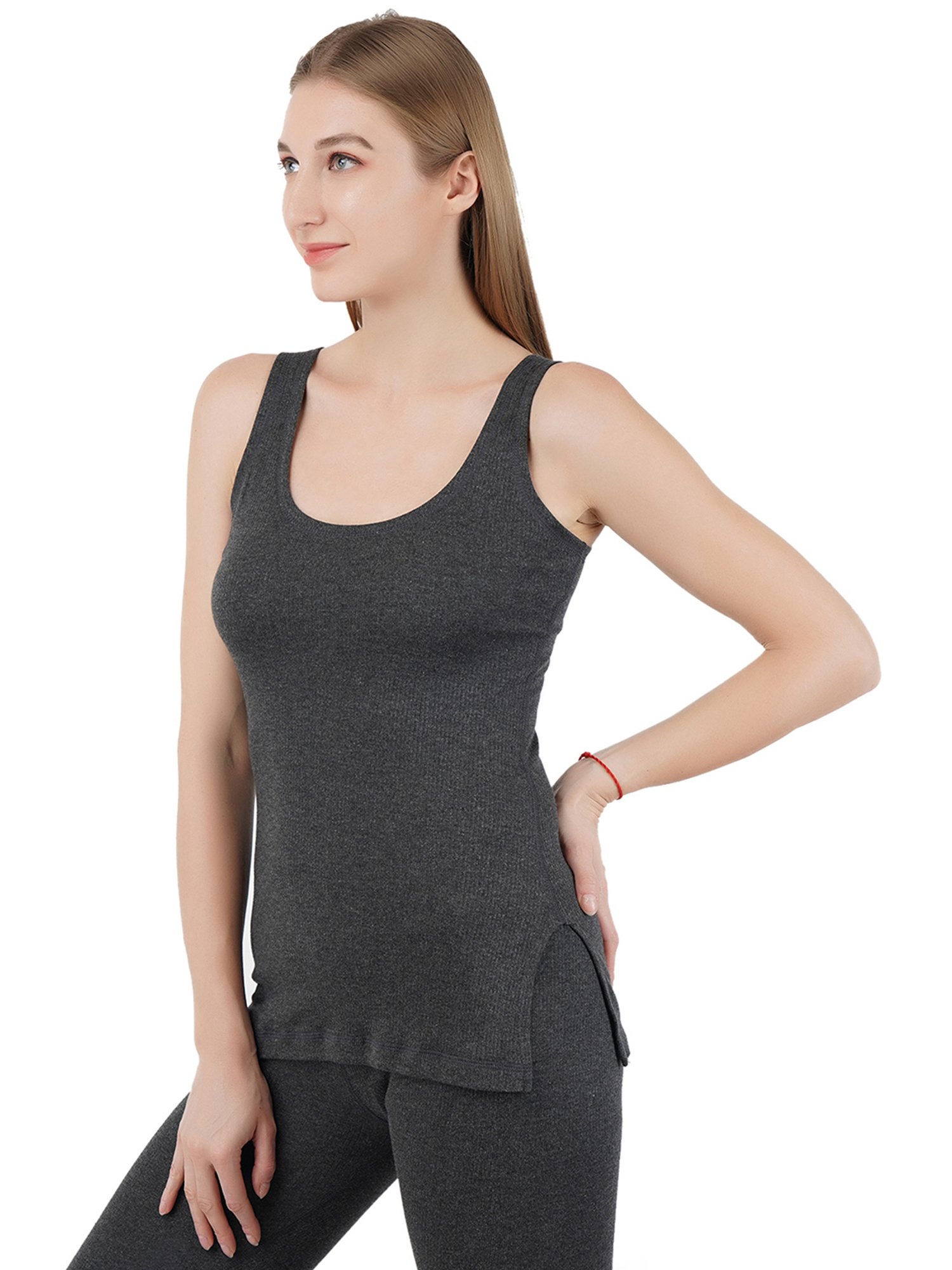 Bodycare Grey Cotton Thermal Tank Top