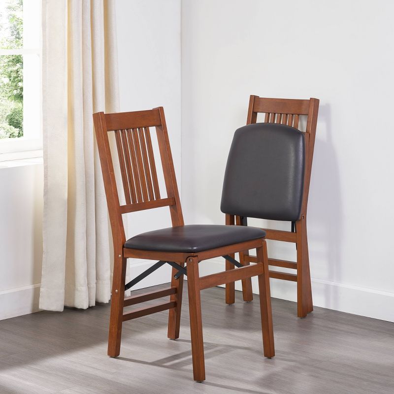 Set of 2 True Mission Folding Chair Fruitwood Brown - Stakmore