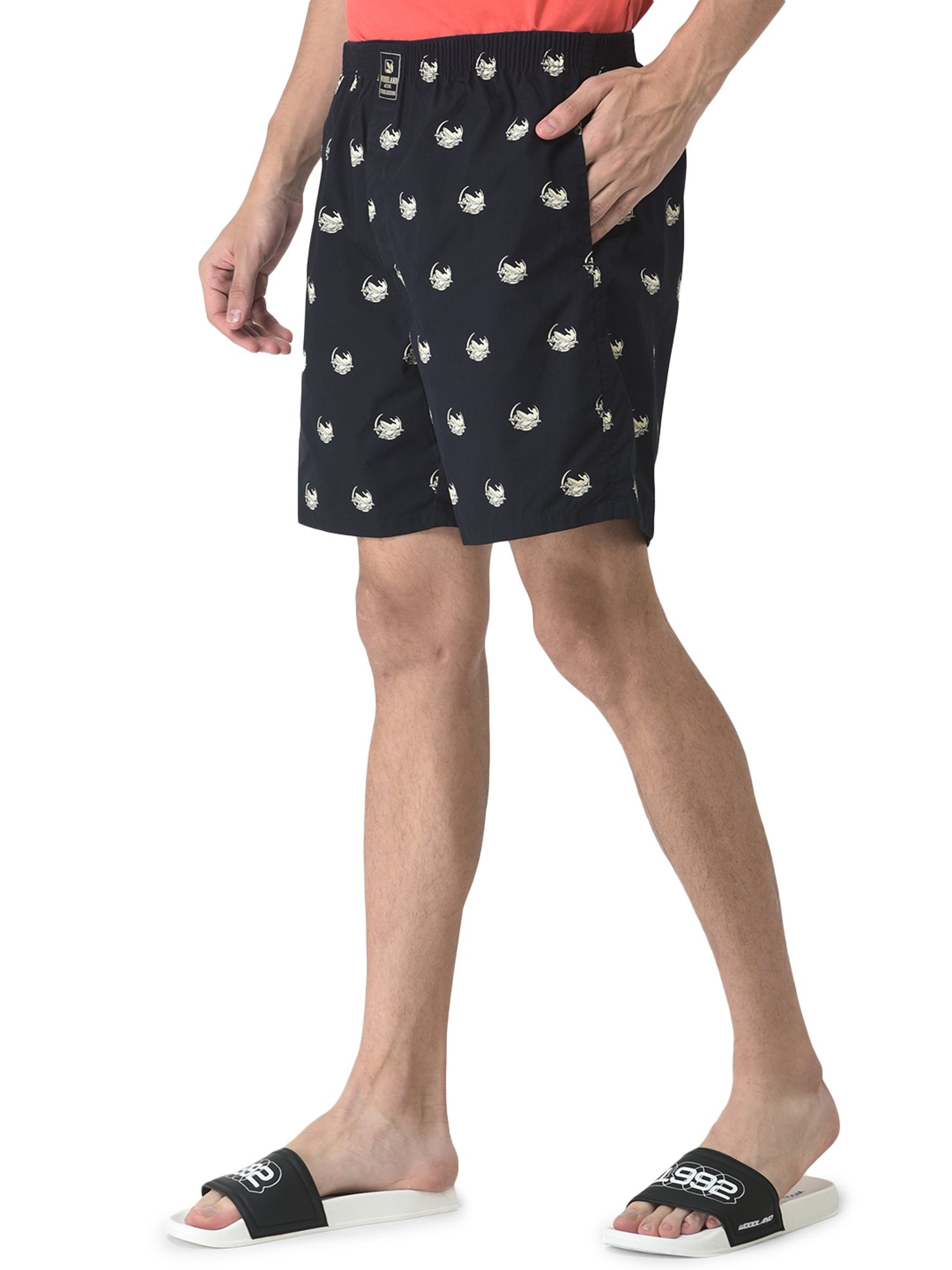 Woodland Navy Printed Shorts