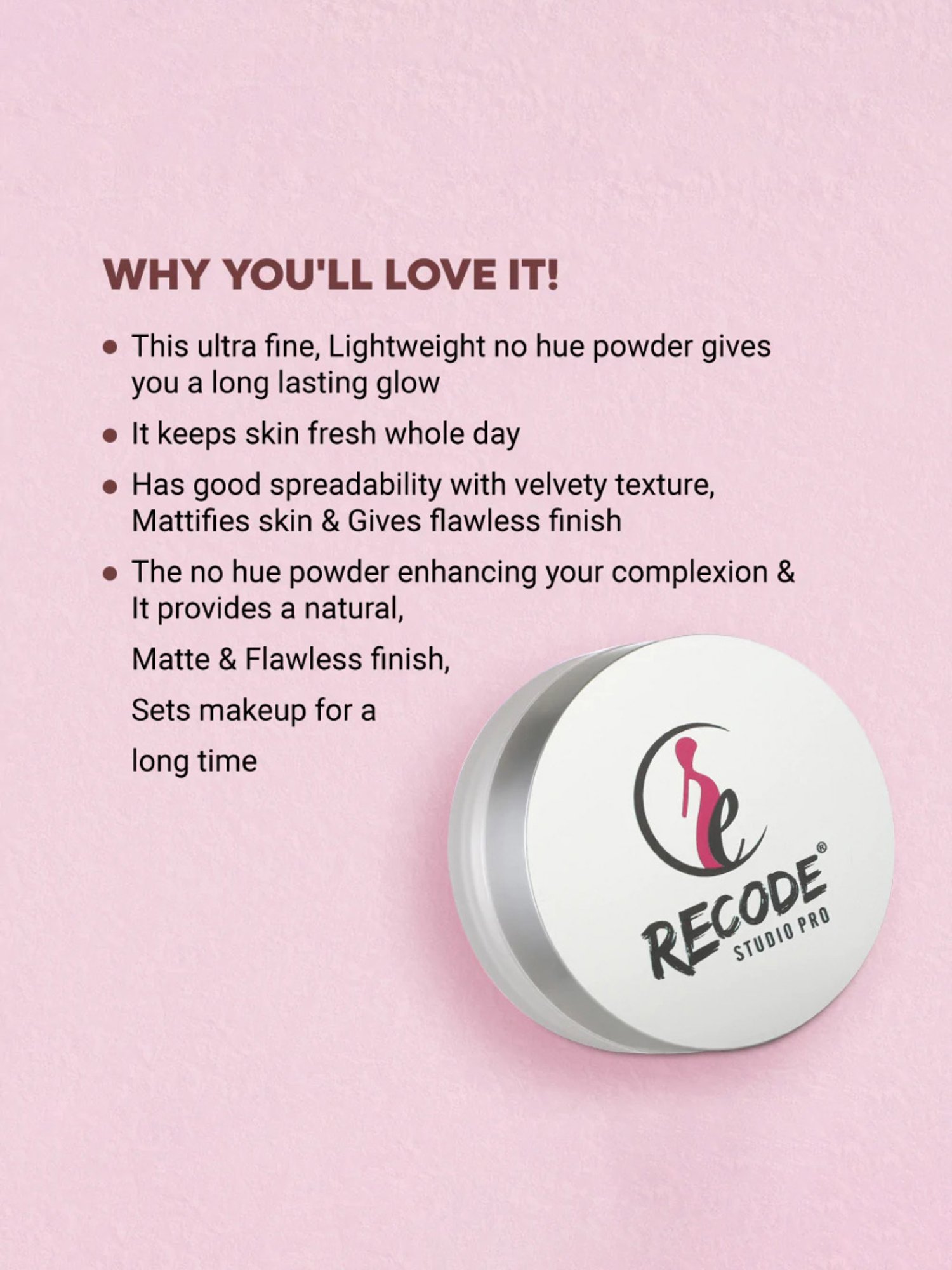 Recode Ace of Base Matte Setting No-Hue Powder - 12 gm