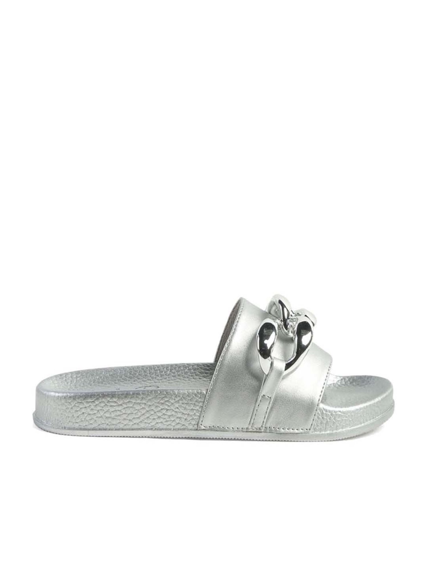 London Rag Women's Metallic Chain Silver Casual Sandals