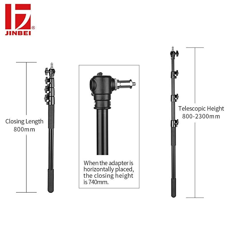 JB-2600FP 8'6" / 260cm Professional Quality Aluminum Adjustable, Air Cushioned Photography Light Stand for Video, Portrait and Photography Lighting