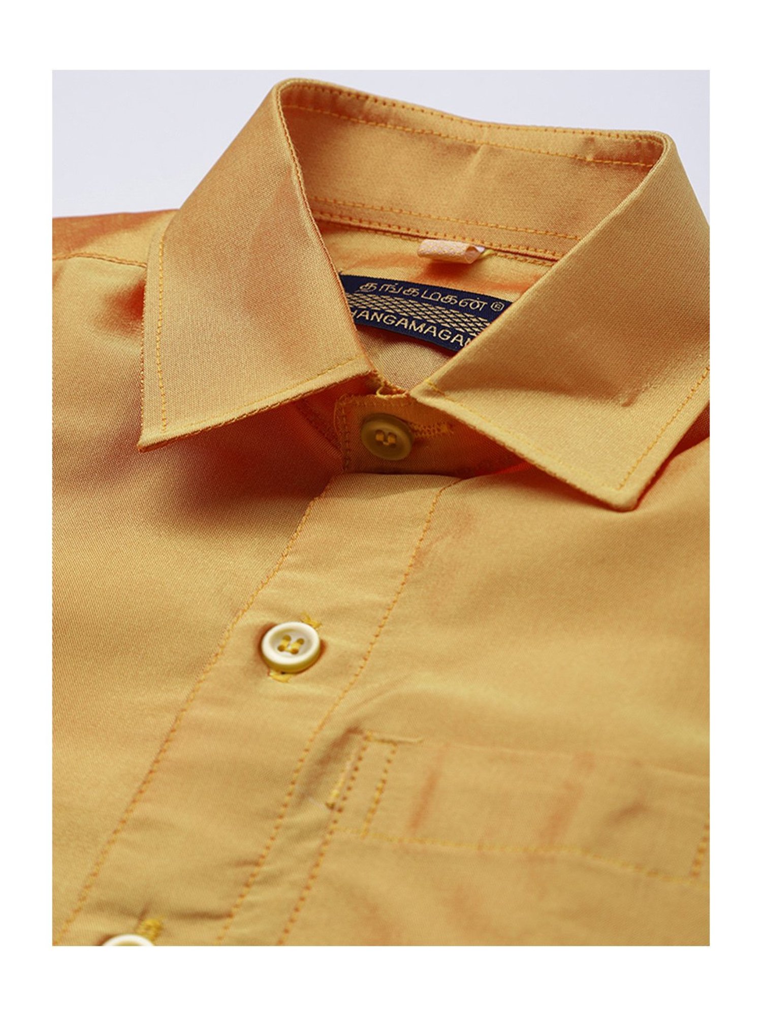 THANGAMAGAN Kids Light Orange Solid Shirt