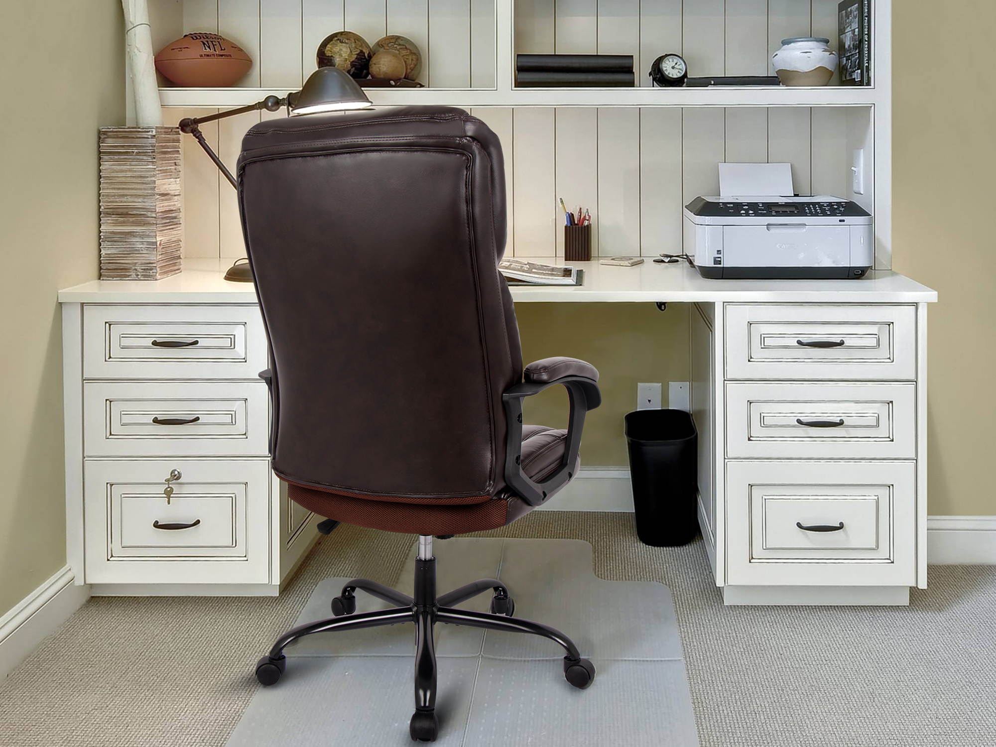 PU Leather Swivel Ergonomic Executive Office Chair - Computer Task Desk Chair,  Reclining Seat Height Adjustable Lumbar Support