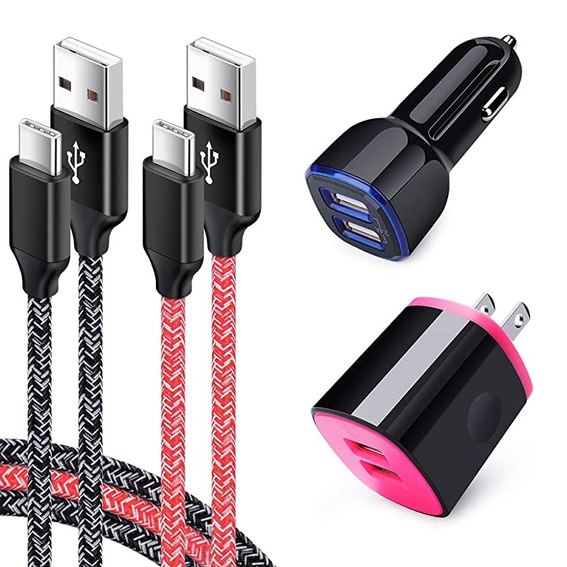 Cube Car Charger Adapter with 6ft USB Type C Fast Cable Compatible for LG G8X G8 G7 Q7+ ThinQ V60 V50 V40 V35 V30 V20 Stylo 6 5 4 Samsung Galaxy A20 A50 A70 S20 S10+ S9 Note 20 10