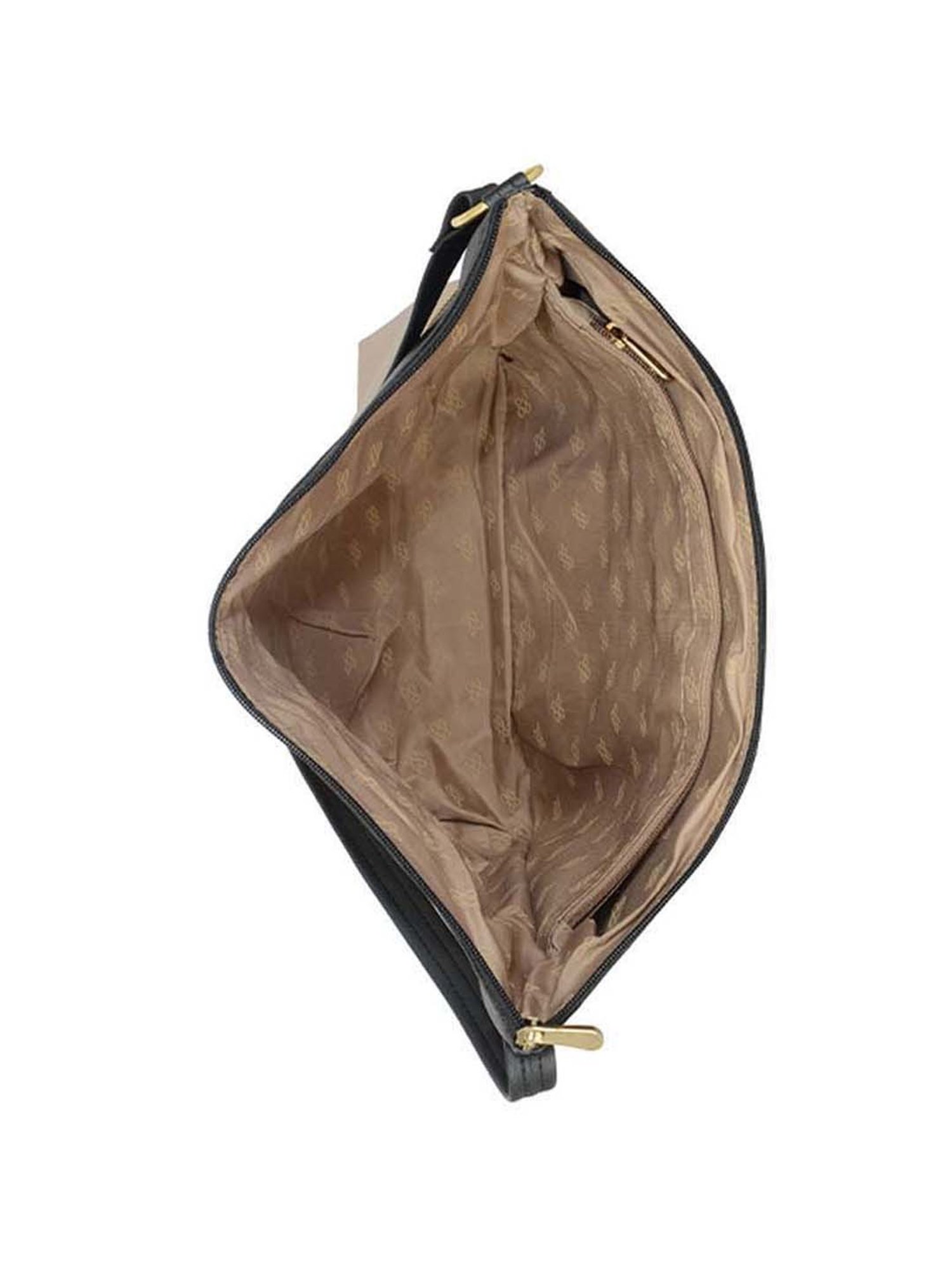 Baggit Black & Beige Solid Medium Hobo Handbag