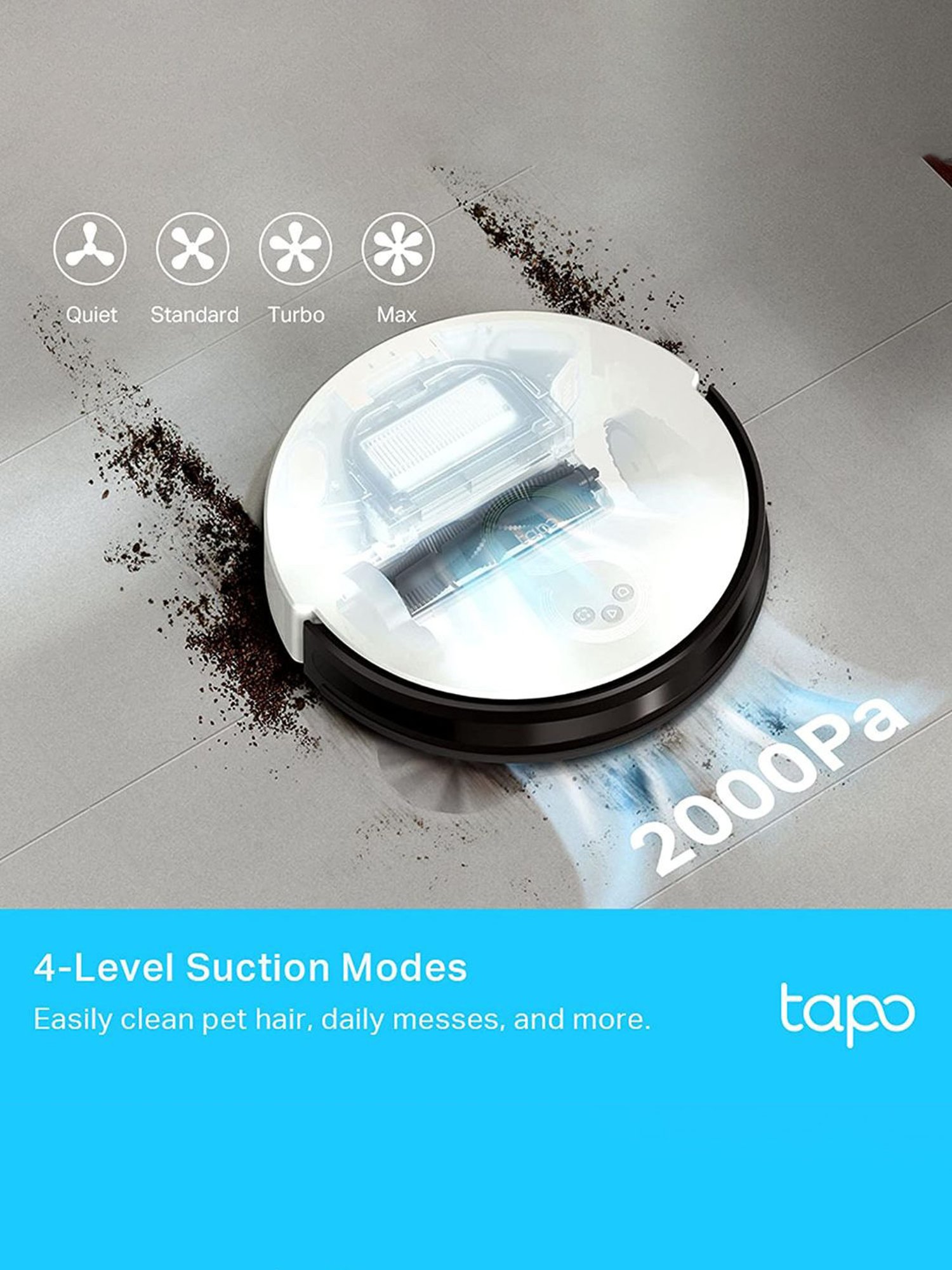 TP-Link Tapo RV10 Plus Robotic Vacuum Cleaner & Mop + Smart Auto-Empty Dock (White)
