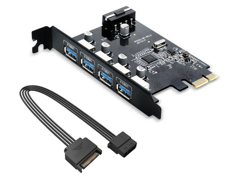 ORICO SuperSpeed 7 Ports USB3.0 PCI-E Expansion Card Adapter PCI-E USB 3.0 HUB Controller Adapter Add on Card for Windows Vista PC Laptop (No Additional Power Connection Needed)