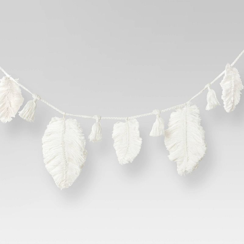 60" Decorative Artificial Feather Garland White - Opalhouse™