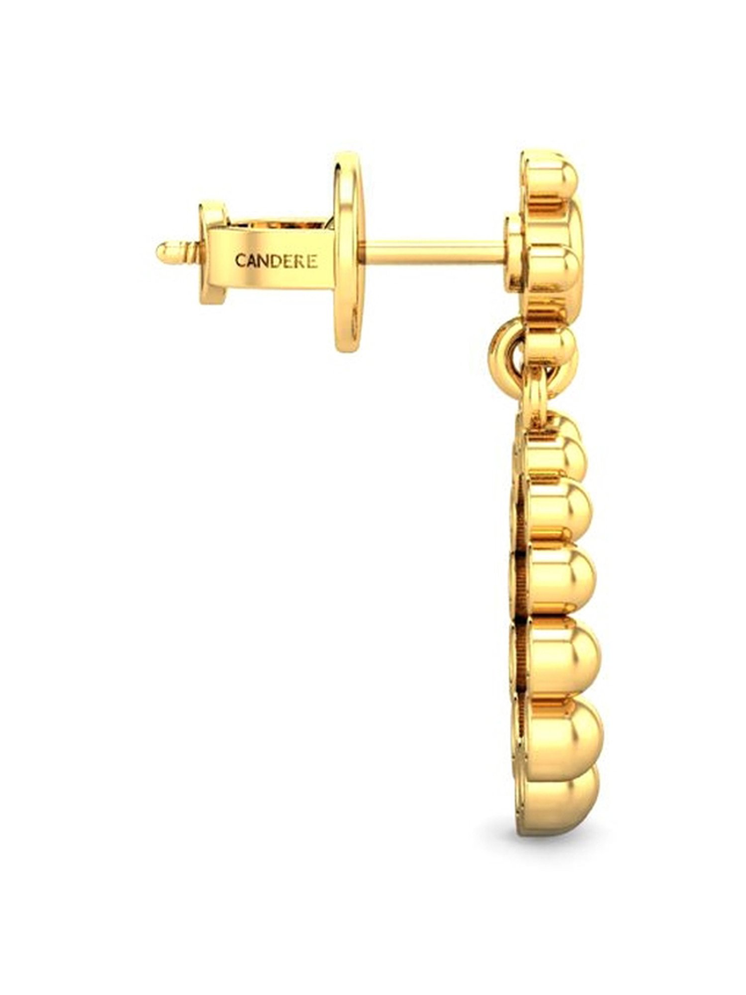 Candere by Kalyan Jewellers Peacock Collection 18k Yellow Gold Dangler Earrings for Women