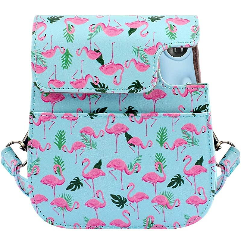 Portable Case Compatible with Fujifilm Instax Mini 11 Instant Camera with Accessories Pocket and Adjustable Strap. (Flamingo)