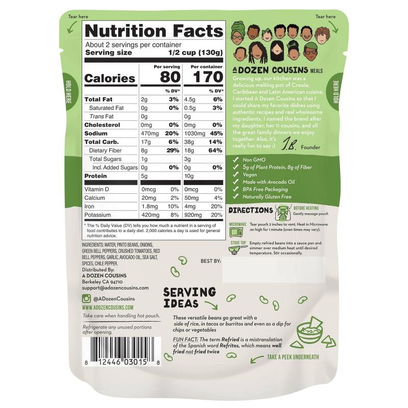 A Dozen Cousins Classic Refried Pinto Beans - 10oz