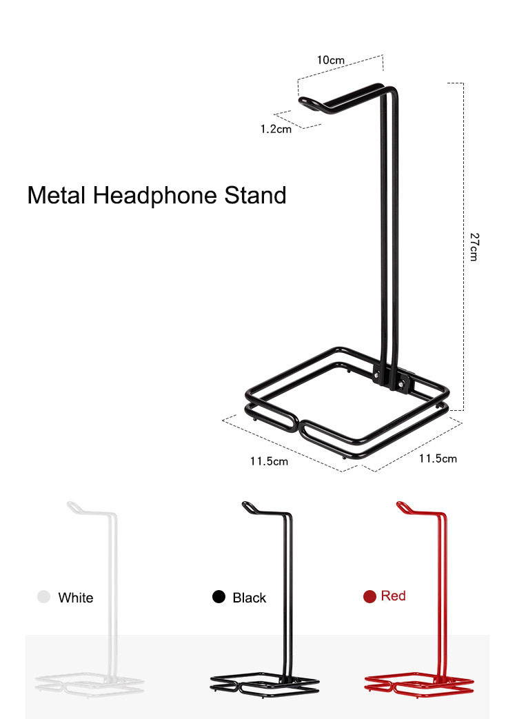 Headphone Stand Headset Holder Aigrous Earphone Stand with Aluminum Supporting Bar Flexible Headrest Double ABS Solid Base for All Headphones Size (Black)