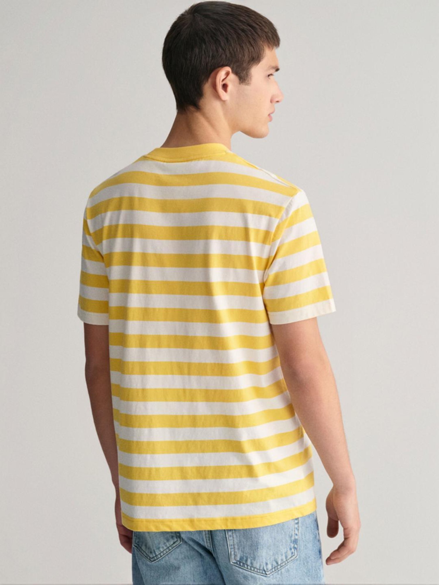Gant Yellow Cotton Regular Fit Striped T-Shirt