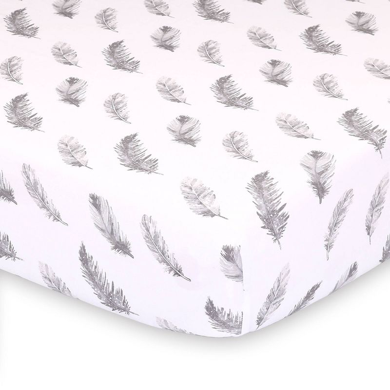 The Peanutshell Farmhouse Feathers Fitted Sheet