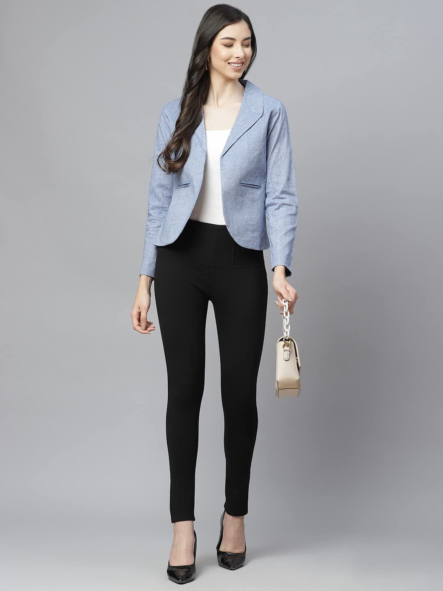 Cottinfab Sky Blue Cotton Regular Fit Blazer