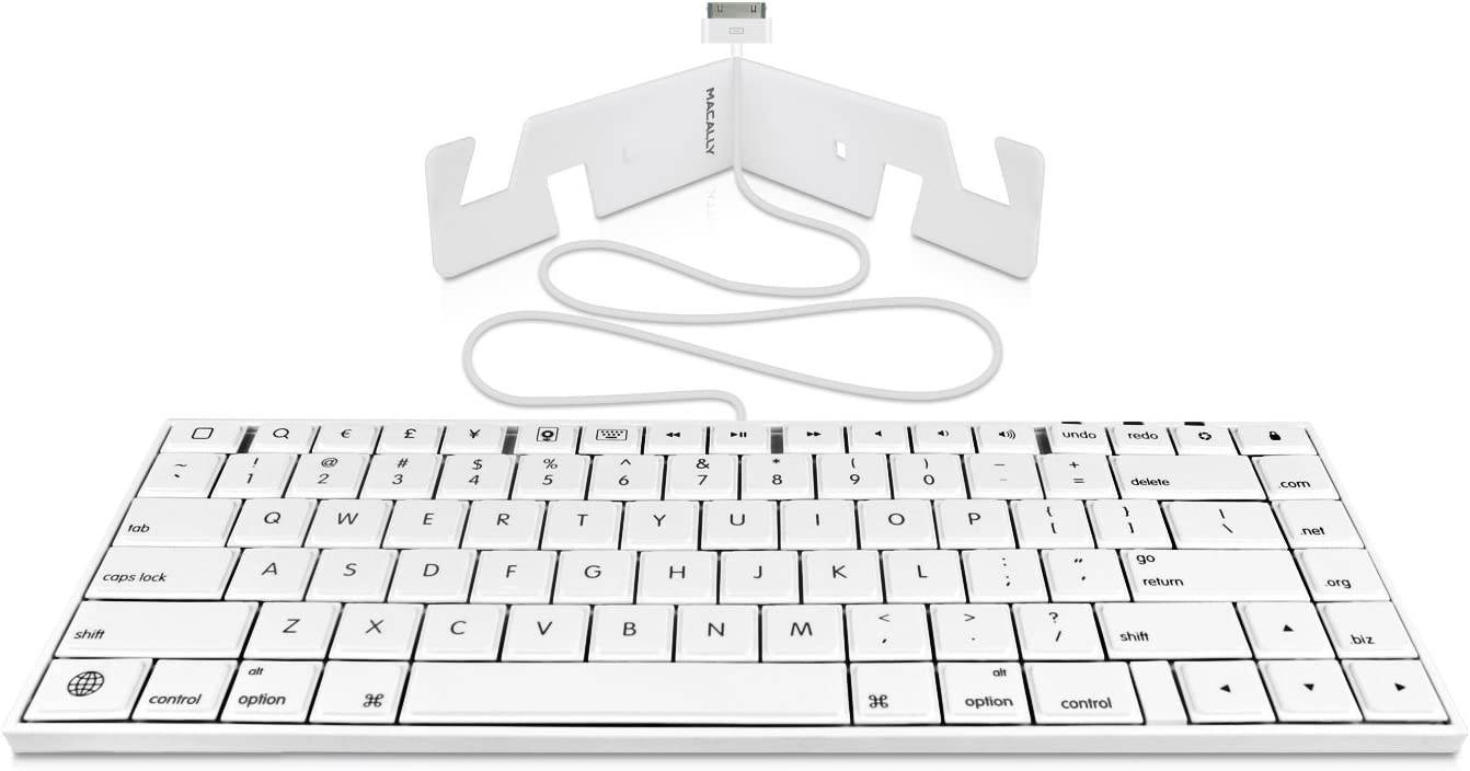 Macally 30 Pin Wired Keyboard for iPad 3/2/1, iPhone 4s/4/3G/3, and iPod Touch (iKey30)