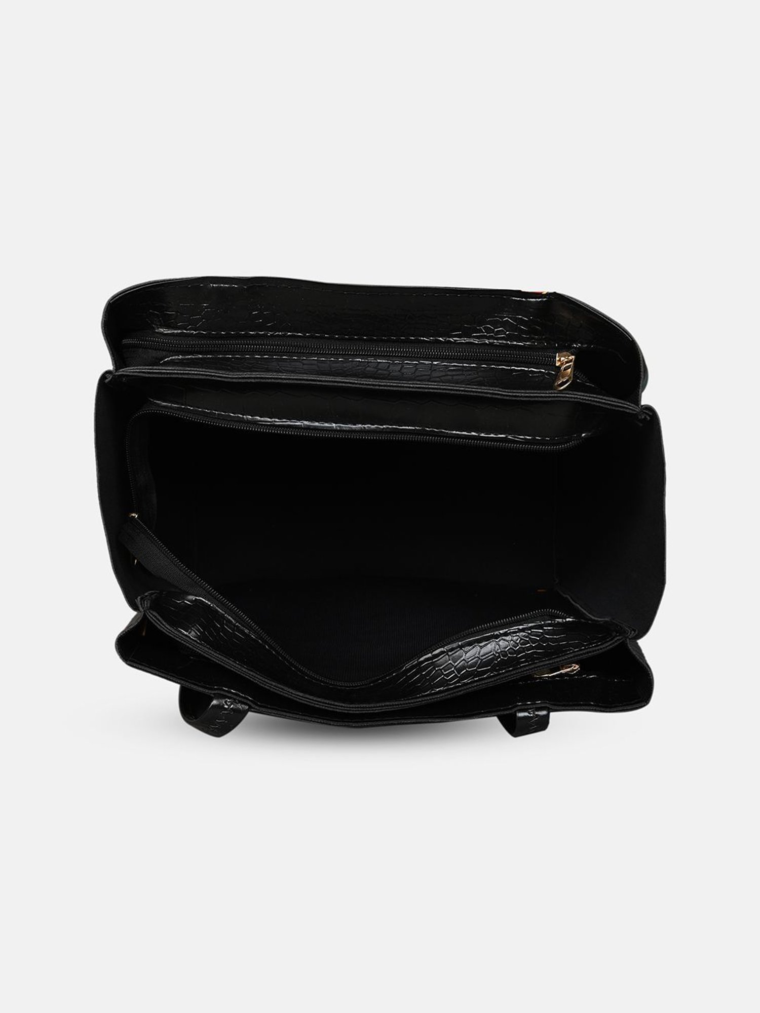 Gaurapakhi Black Textured Large Tote Bag