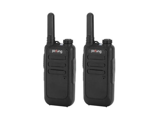 2 pcs Pofung T15 FRS Digital Tube, Flashlight, 16 Channels, Dual Knobs (Fixed Antenna), Aluminum Alate Shielding 2W/0.5W Integrated Walkie-talkie 1500mAh Battery,WT01