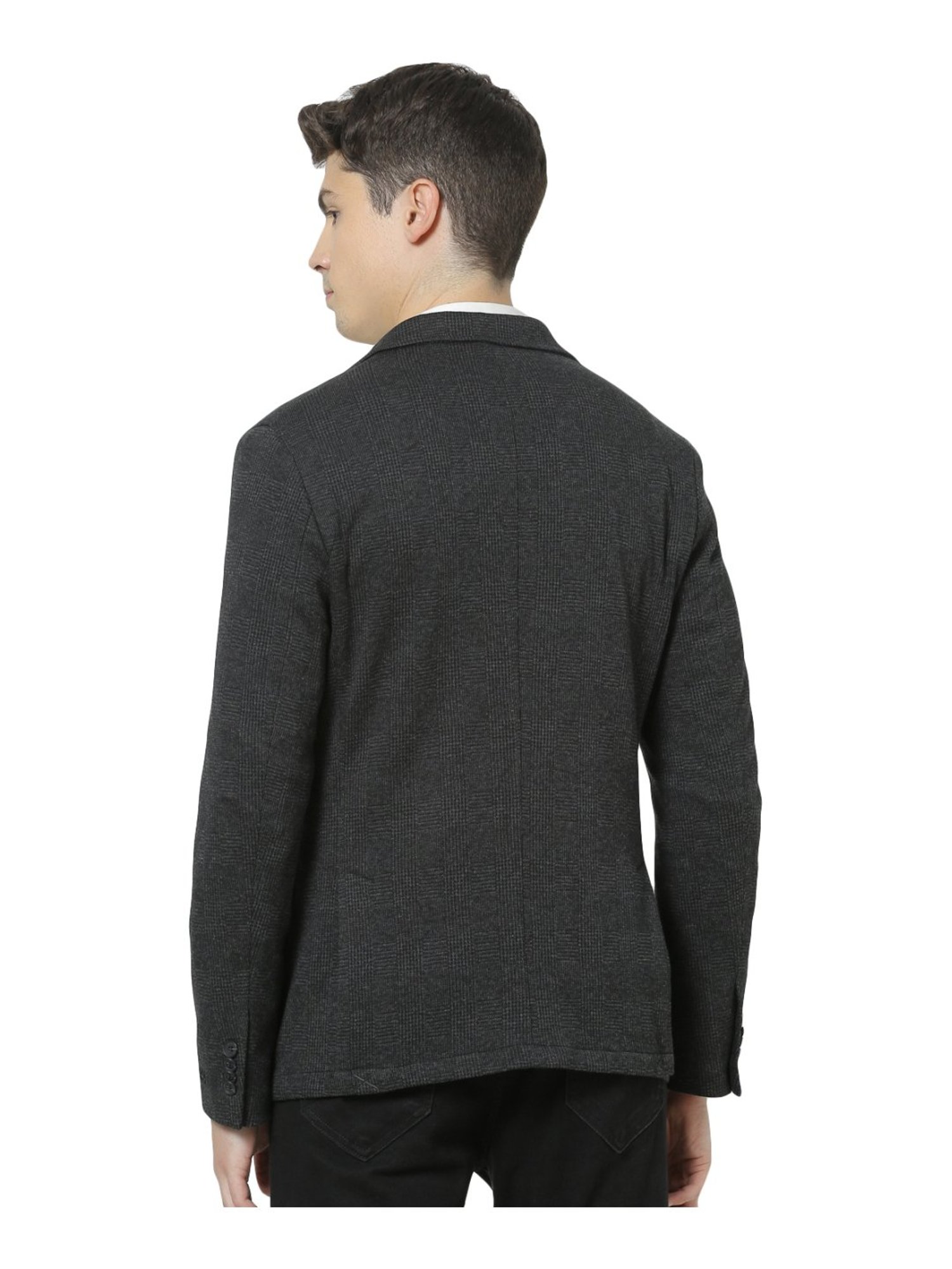 Celio* Dark Grey Regular Fit Checks Blazer