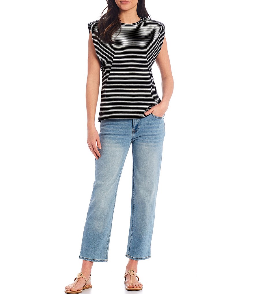 Gibson & Latimer Stripe Shoulder Pad Knit Tee