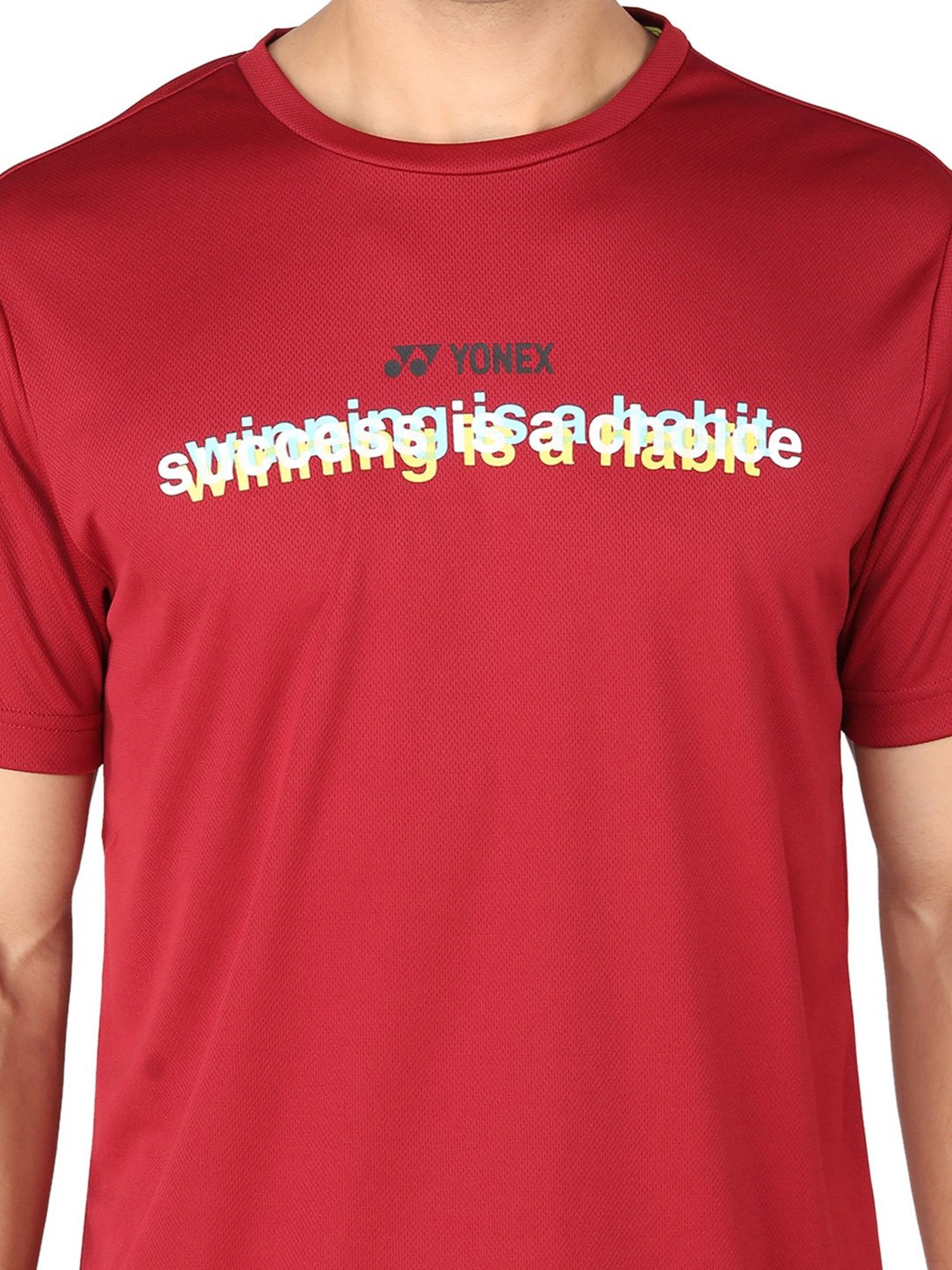 Yonex Red Regular Fit Graphic Print Badminton T-Shirt