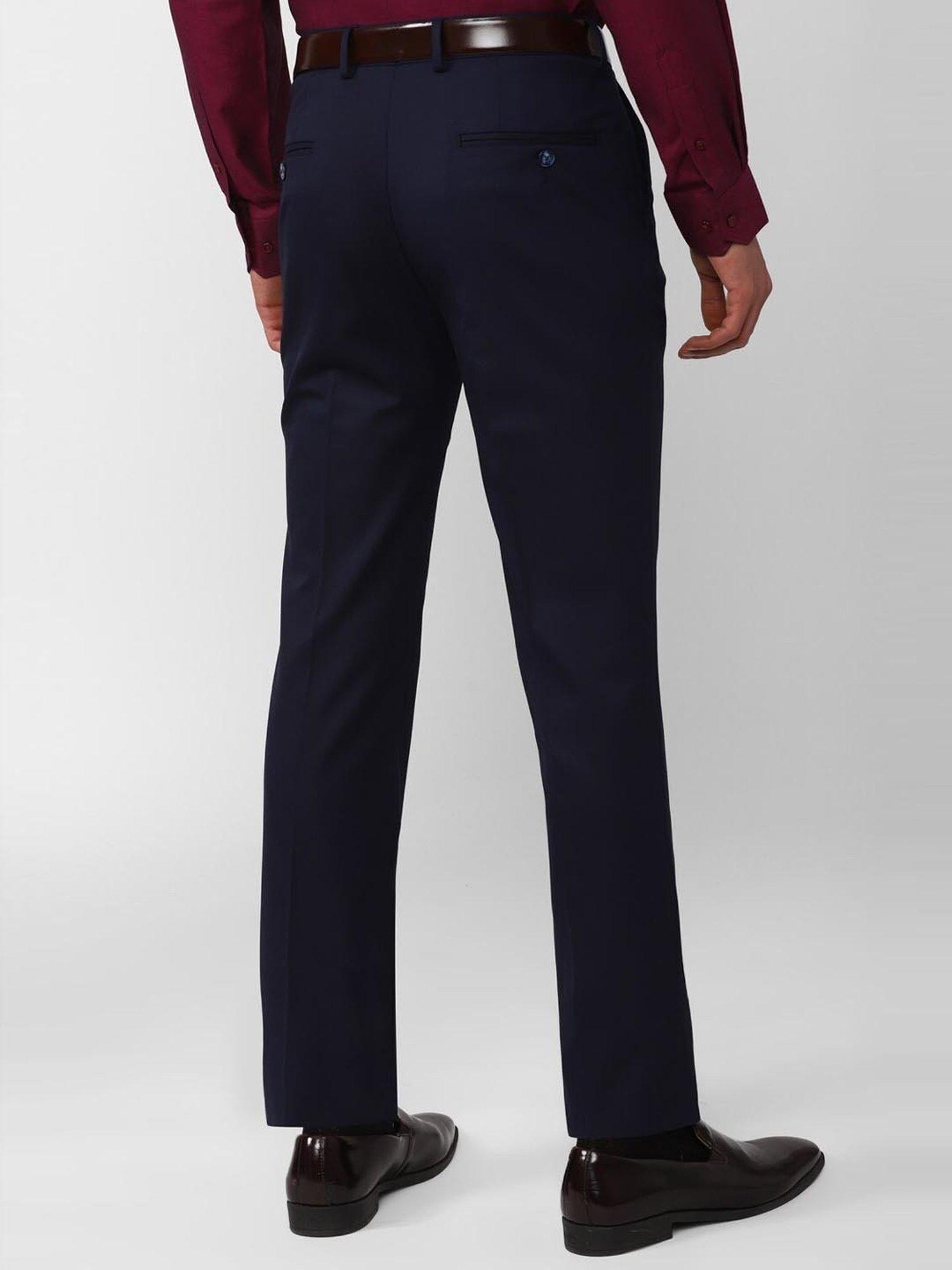 V Dot Navy Skinny Fit Trousers