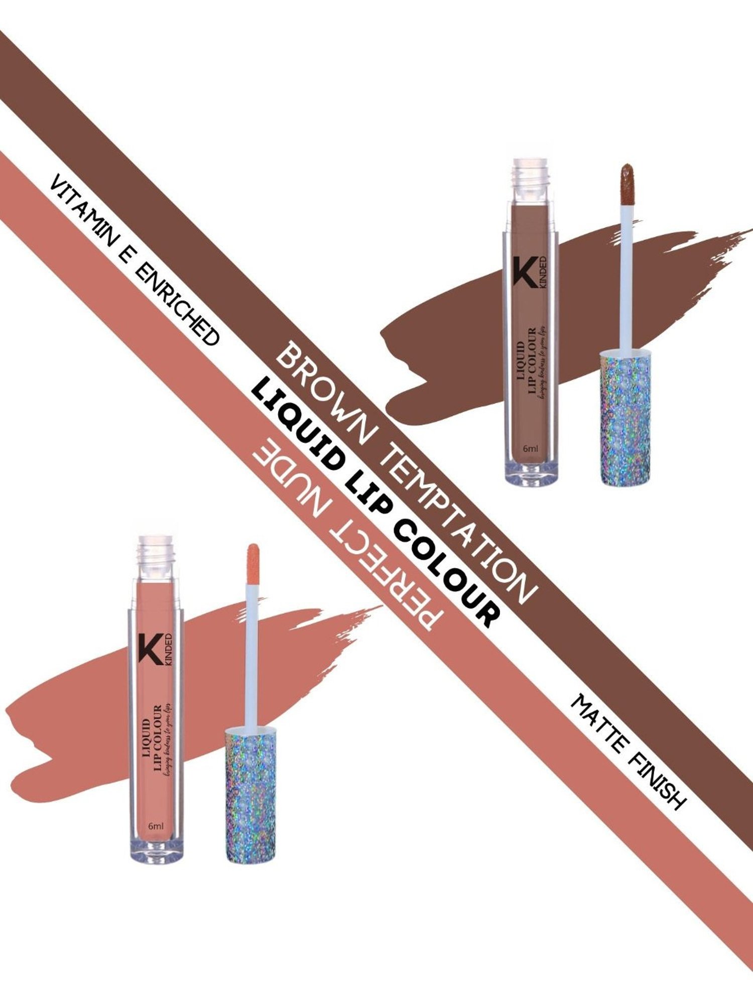 KINDED Liquid Lip Colour 06 Brown Temptation & 10 Perfect Nude Combo