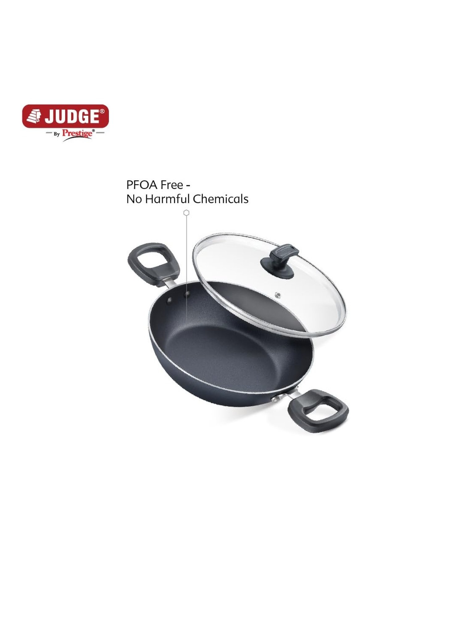 Judge by Prestige Everyday Black Aluminium Kadhai 22 cm with Lid 1.6 L
