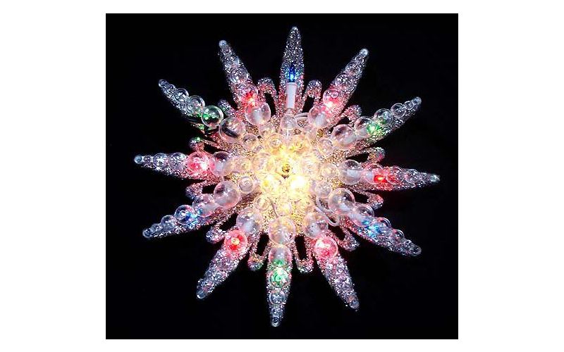 J. Hofert Co 9" Lighted Silver Glitter Starburst Christmas Tree Topper - Multi Lights